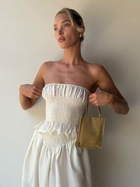 NWOT Helsa The Smocked Tunic in Silk And Wool